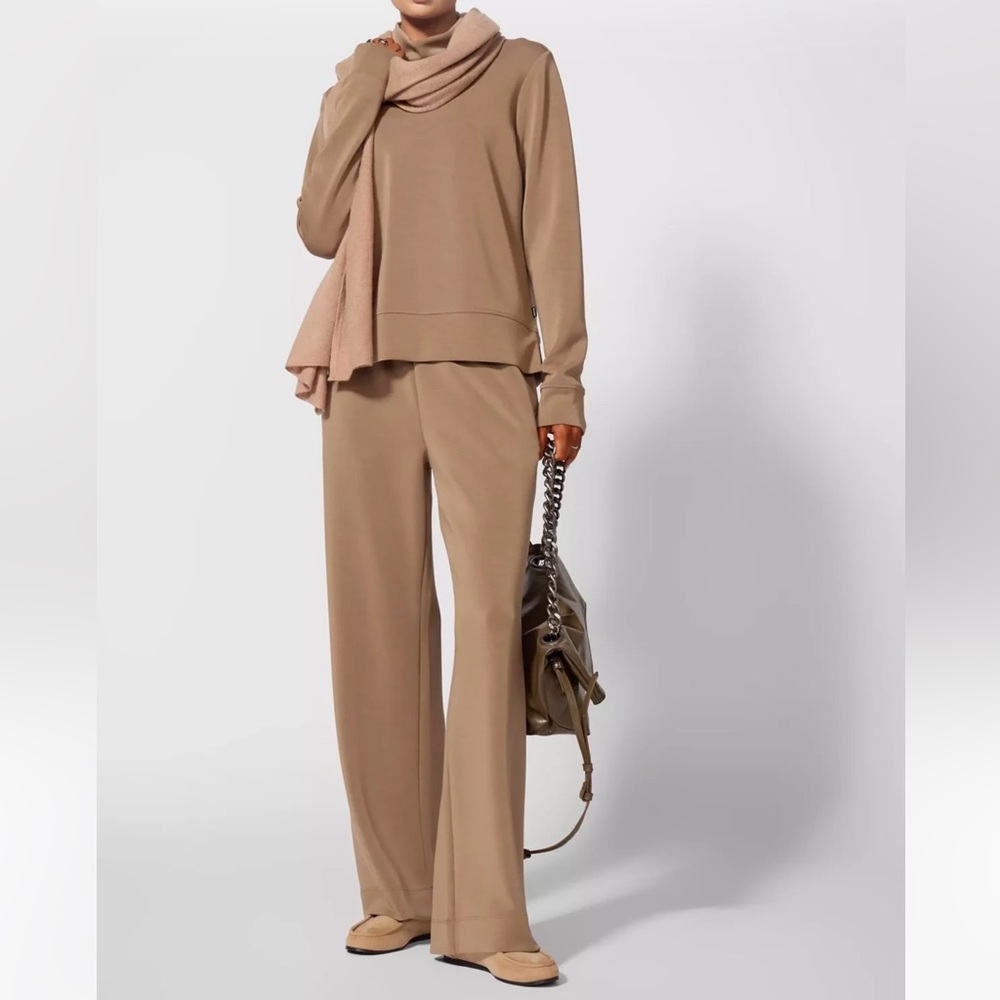 MPG Wide-Leg Pants and Mock Neck set in Taupe